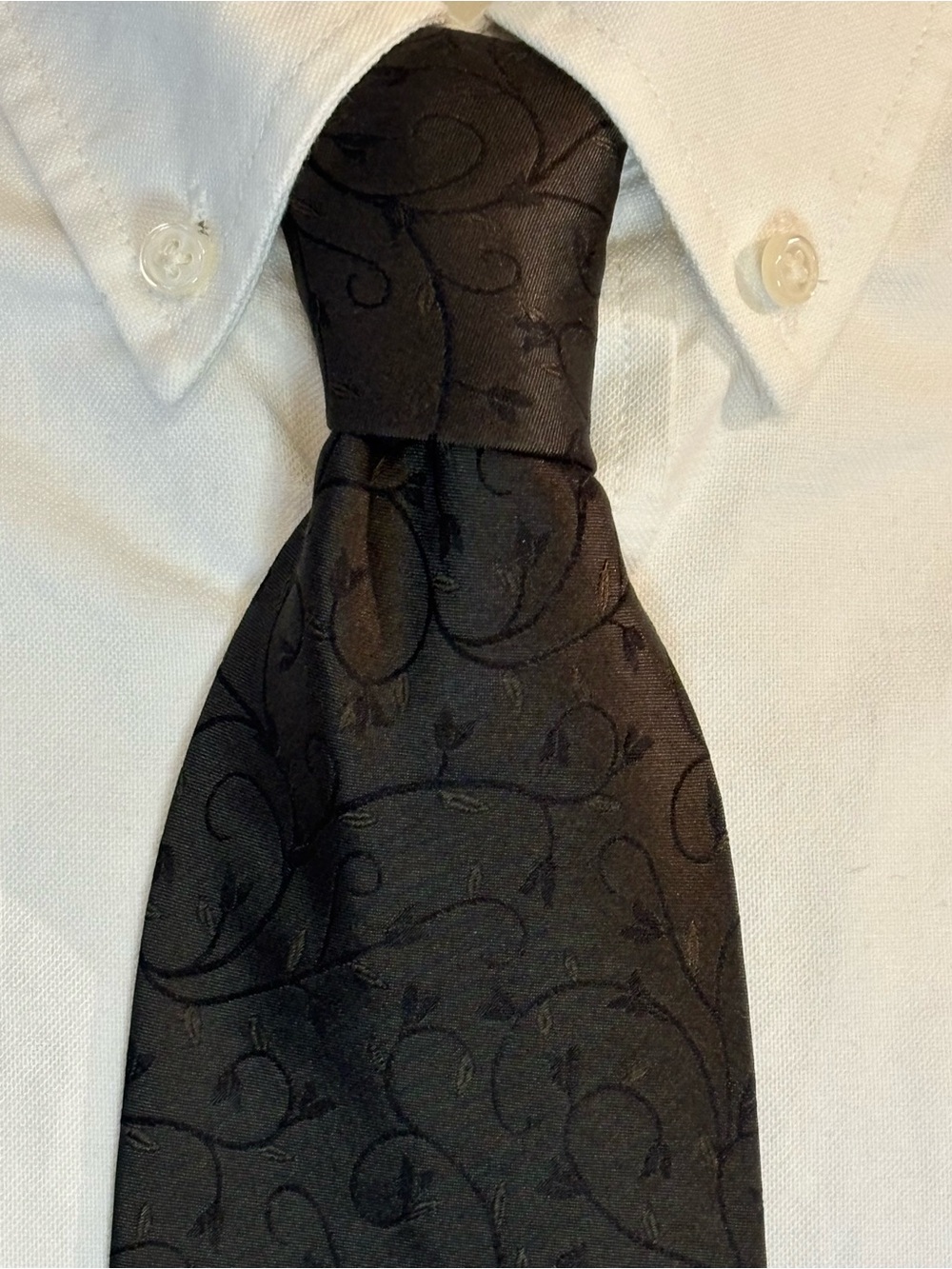 Christian Dior Monsieur Vintage Silk Blend Necktie Jacquard Floral Olive